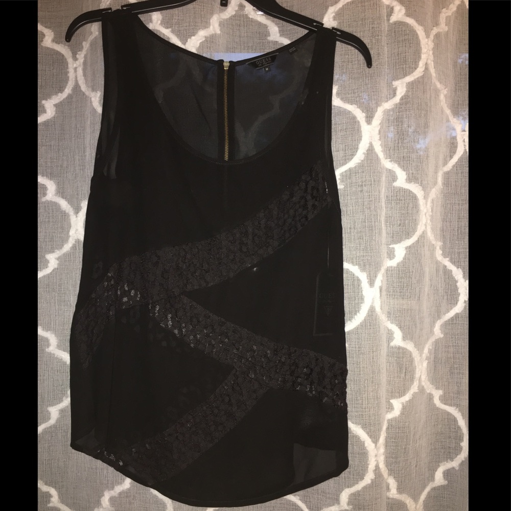 Guess Sheer Black Tank NWT
